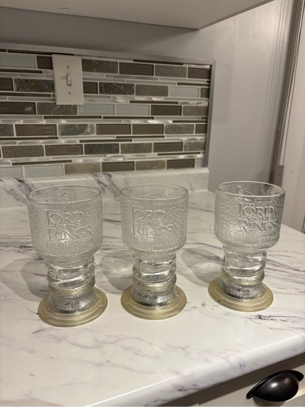 Vintage Lord Of The Rings Glass Goblets with light up bottoms
